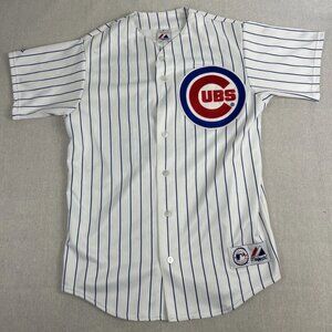 VTG Majestic Chicago Cubs Baseball Jersey White Pinstripe Alfonso Soriano #12